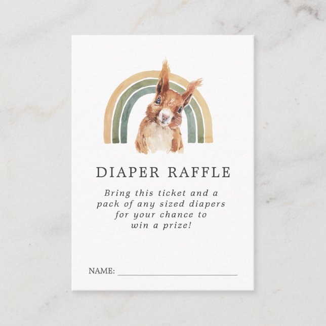 Skogsdjur - babyskor Diaper Raffle Biljett Tilläggskort (Framsida)