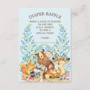 Skogsdjur Babyskor Diaper Raffle Biljett Tilläggskort