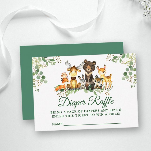 Skogsdjur Babyskor Diaper Raffle Biljett Tilläggskort (Customize to change text color, style, text size or color of back of card.)