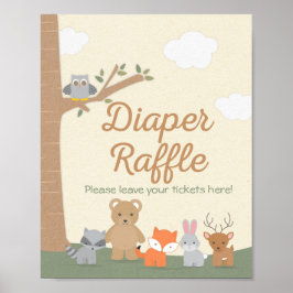 Skogsdjur babyskor Diaper Raffle Sign Poster