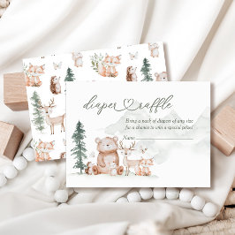 Skogsdjur, babyskor Diaper Raffle Tilläggskort