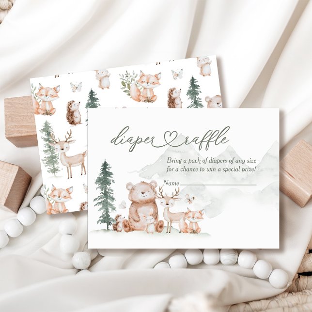 Skogsdjur, babyskor Diaper Raffle Tilläggskort (Skapare uppladdad)