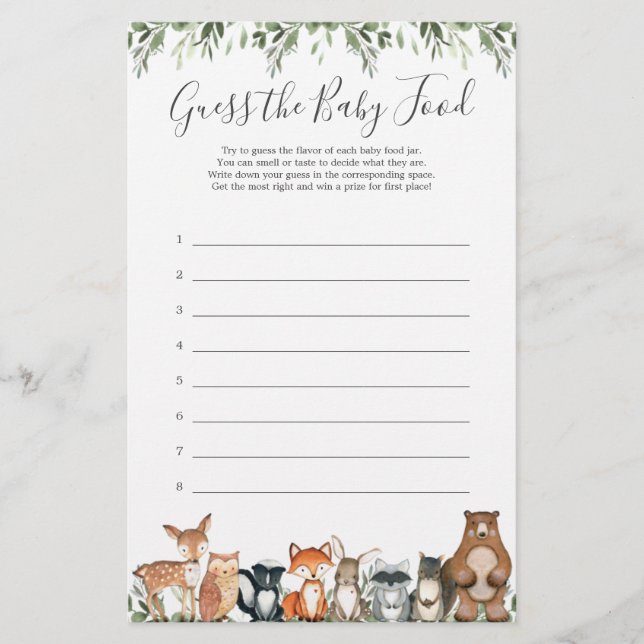 Skogsdjur Babyskor gissar att Baby mat (Framsida)