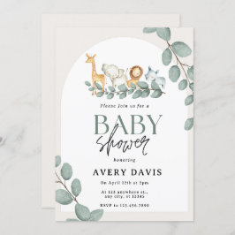 Skogsdjur, babyskor inbjudningar