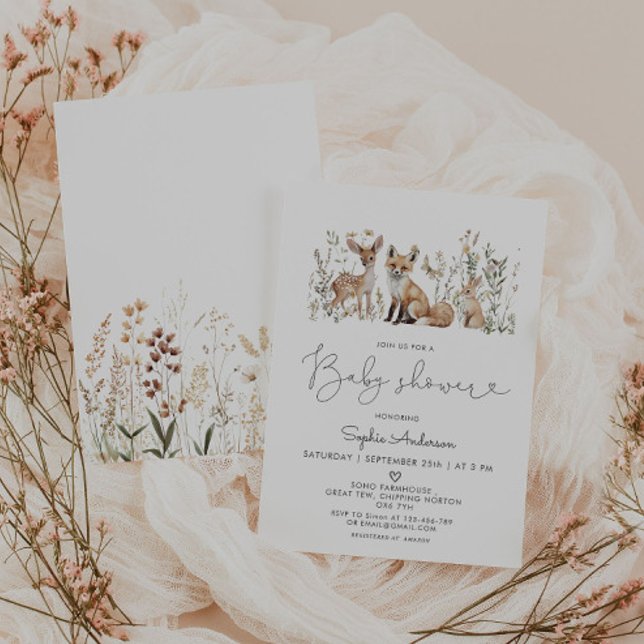 Skogsdjur, babyskor inbjudningar (Skapare uppladdad)