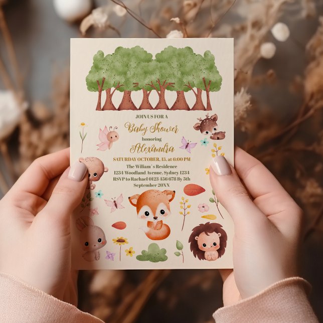 Skogsdjur, babyskor inbjudningar (Skapare uppladdad)
