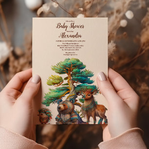 Skogsdjur, babyskor inbjudningar