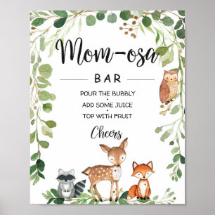 Skogsdjur Babyskor Mamma-osa Pub-tecken Poster