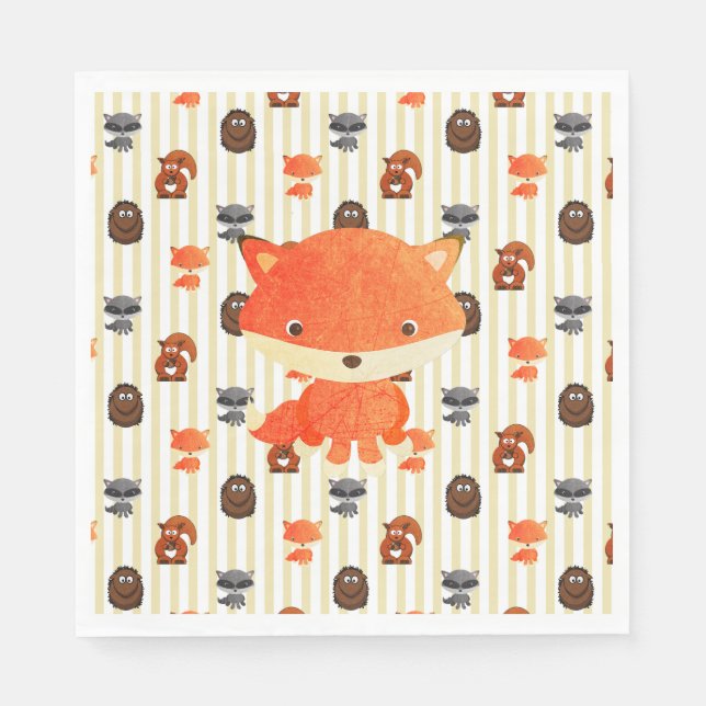 Skogsdjur Babyskor Napkins Pappersservett (Framsidan)