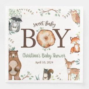 Skogsdjur Babyskor Napkins Pappersservett