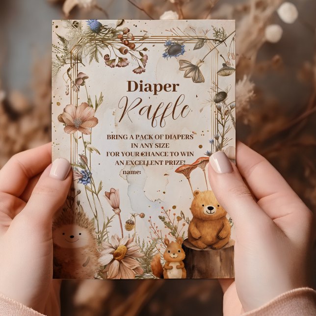 Skogsdjur, babyskor Raffle Diapper Tilläggskort (Skapare uppladdad)