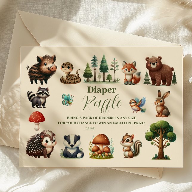 Skogsdjur Babyskor Raffle Diapper Tilläggskort (Skapare uppladdad)