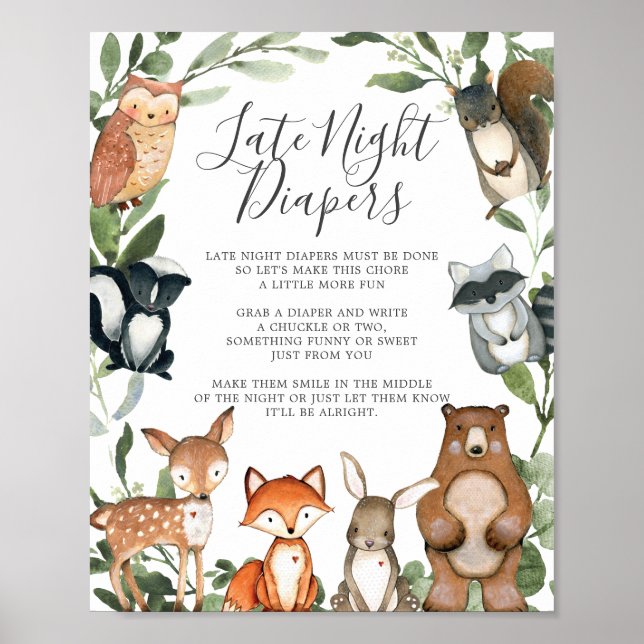 Skogsdjur Babyskor Sent i natten Poster (Framsidan)
