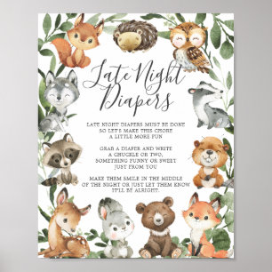 Skogsdjur Babyskor Sent i natten Poster