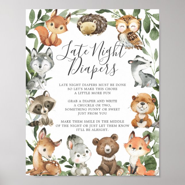 Skogsdjur Babyskor Sent i natten Poster (Framsidan)