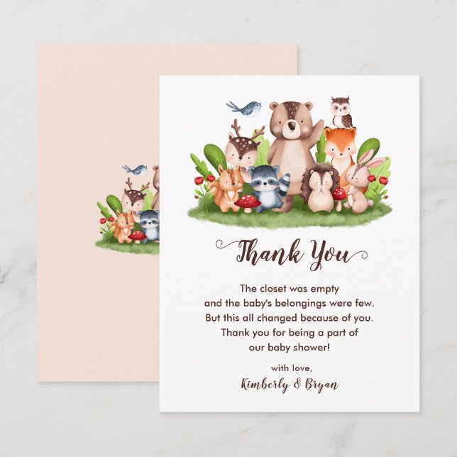 Skogsdjur, babyskor Skogsenergi Tack Kort (Fram/baksida)