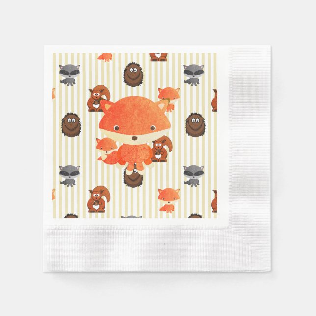Skogsdjur Babyskor Tan Napkins Pappersservett (Framsidan)