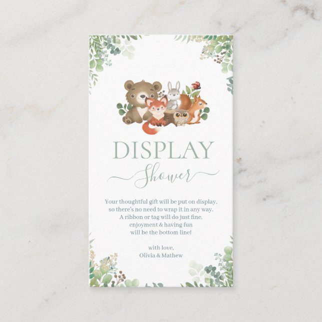 Skogsdjur Babyskor Visning Shower Tilläggskort (Framsida)