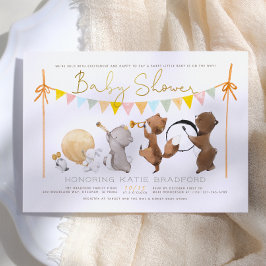 Skogsdjur Bandparad Söt Baby Shower Inbjudningar
