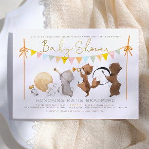 Skogsdjur Bandparad Söt Baby Shower Inbjudningar