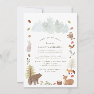 Skogsdjur Bear Baby Shower Inbjudningar