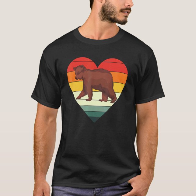 Skogsdjur Bear Retro Heart Animal Bear T Shirt (Framsida)