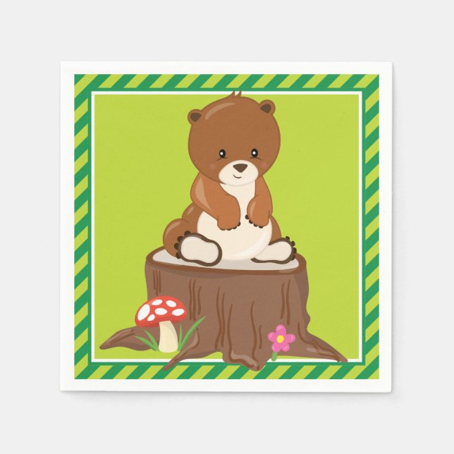 Skogsdjur | Bear Unge Pappersservett (Framsidan)