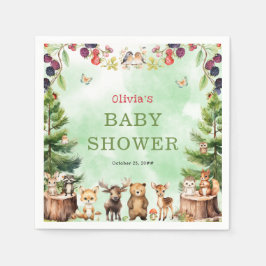 Skogsdjur Berry Flowers Baby Shower Pappersservett