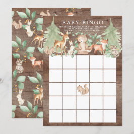 Skogsdjur BINGO Baby Shower Game Inbjudningar
