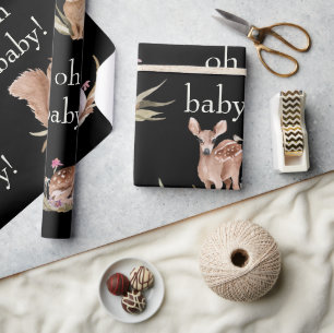 Skogsdjur Black Oh Baby Wrapping Papper Presentpapper