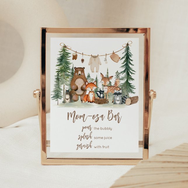 Skogsdjur Blöjor för Sent Kvällsbyte Affisch (Woodland Animals Adventure Awaits Rustic Baby Shower Sign)