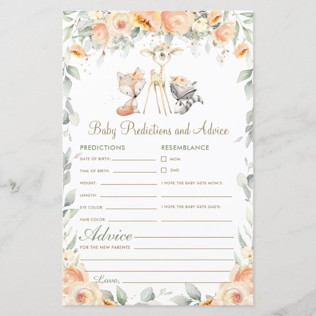 Skogsdjur Blommig Baby Förutsägelser och Råd (Framsida)