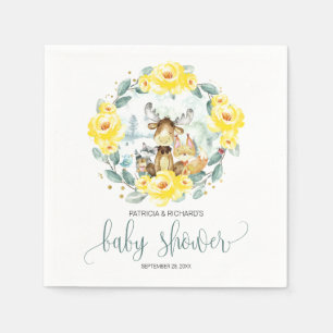 Skogsdjur Blommig Grönska Baby Shower Pappersservett