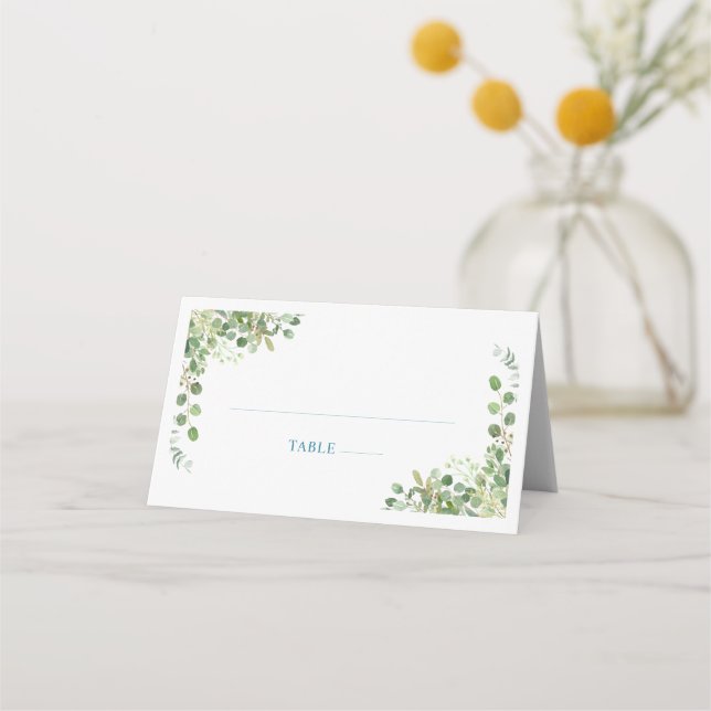 Skogsdjur Blue Lastbil Baby Shower Placeringskort (Framsida)