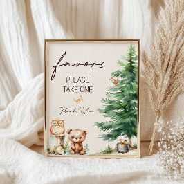 Skogsdjur Boho Baby Shower Gåvor Skylt