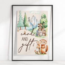 Skogsdjur Boho Baby Shower Kort Gåvor Skylt