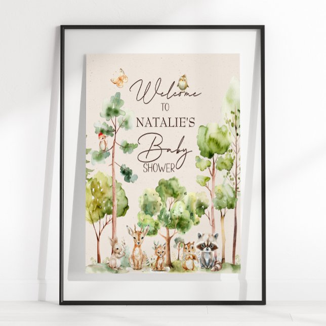 Skogsdjur Boho Baby Shower Skylt (Skapare uppladdad)