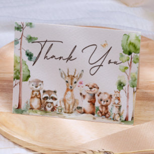 Skogsdjur Boho Baby Shower Tackkort