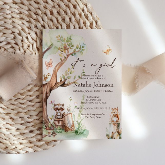 Skogsdjur Boho Flickas Babyshower Inbjudningar (Skapare uppladdad)
