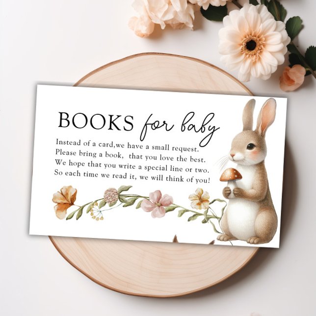Skogsdjur Bokar för babyskor Tilläggskort (Woodland Forest Animals Books for Baby Shower Enclosure Card)