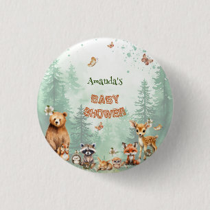 Skogsdjur botanisk baby shower knapp