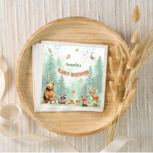 Skogsdjur botanisk baby shower pappersservett
