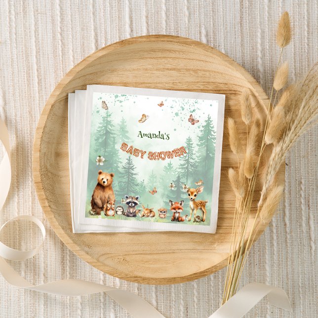Skogsdjur botanisk baby shower pappersservett (Skapare uppladdad)