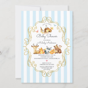 Skogsdjur Boys Baby Shower Inbjudningar