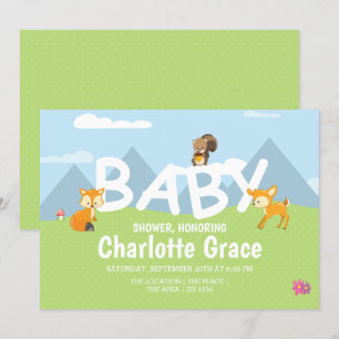 Skogsdjur Cute Unisex Baby Shower Inbjudningar