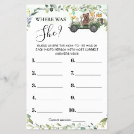 Skogsdjur där Mamma Shower Game Card fanns Flygblad