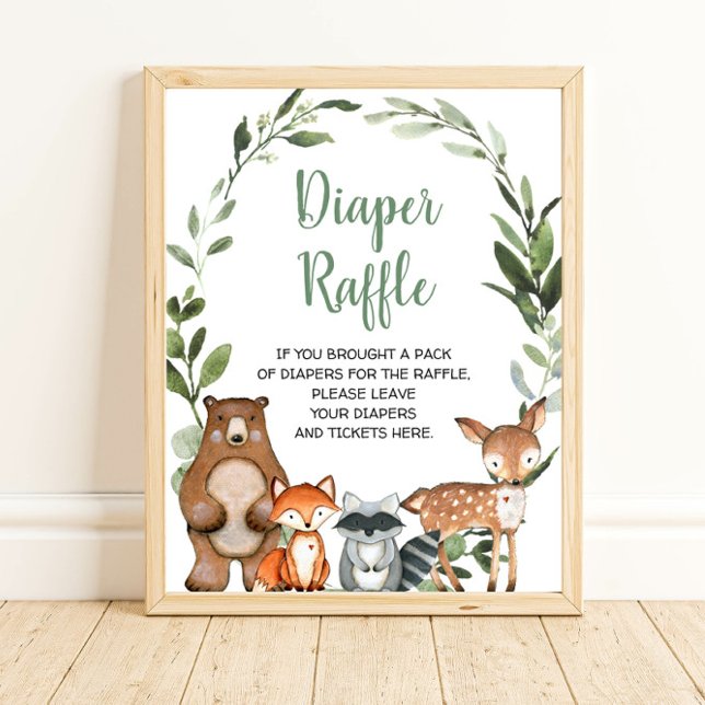 Skogsdjur Diaper Raffle babydusch Poster (Skapare uppladdad)