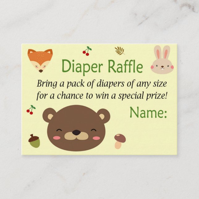 Skogsdjur Diaper Raffle Biljett (Framsida)