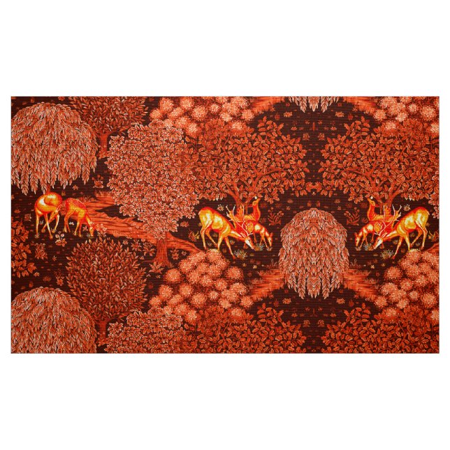 SKOGSDJUR, DJUR AV BROOK Gult Red Blommigt Tyg (Fat Quarter)