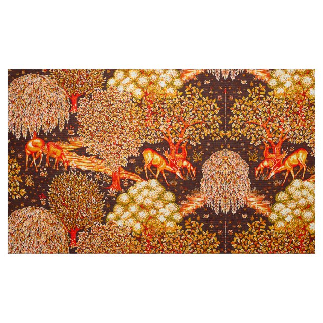 SKOGSDJUR, DJUR AV BROOK Gult Red Blommigt Tyg (Fat Quarter)